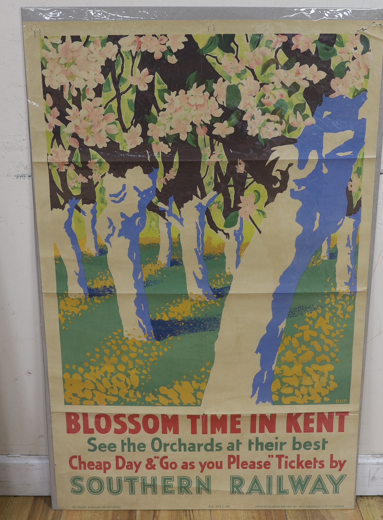 BUP, lithographic poster for Southern Railways, 'Blossom Time in Kent', printed by McCorquodale & Co., Ltd., London 1937', 100 x 63cm